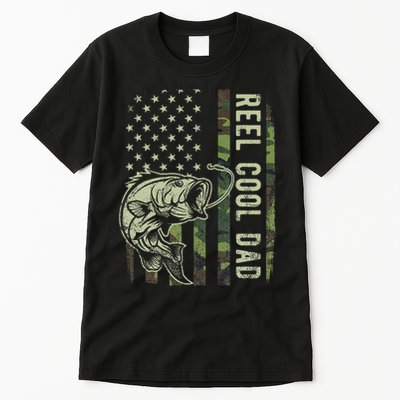 Reel Cool Dad Camouflage American Flag Father's Day Tall T-Shirt