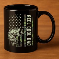 Reel Cool Dad Camouflage American Flag Father's Day 11oz C Handle Ceramic Mug