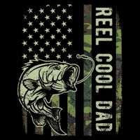 Reel Cool Dad Camouflage American Flag Father's Day Drawstring Bag