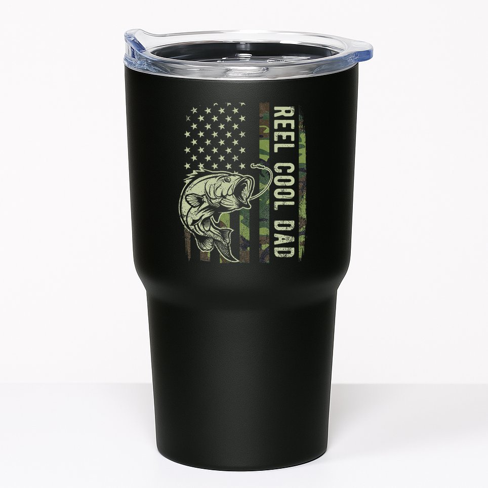 Reel Cool Dad Camouflage American Flag Father's Day Tumbler
