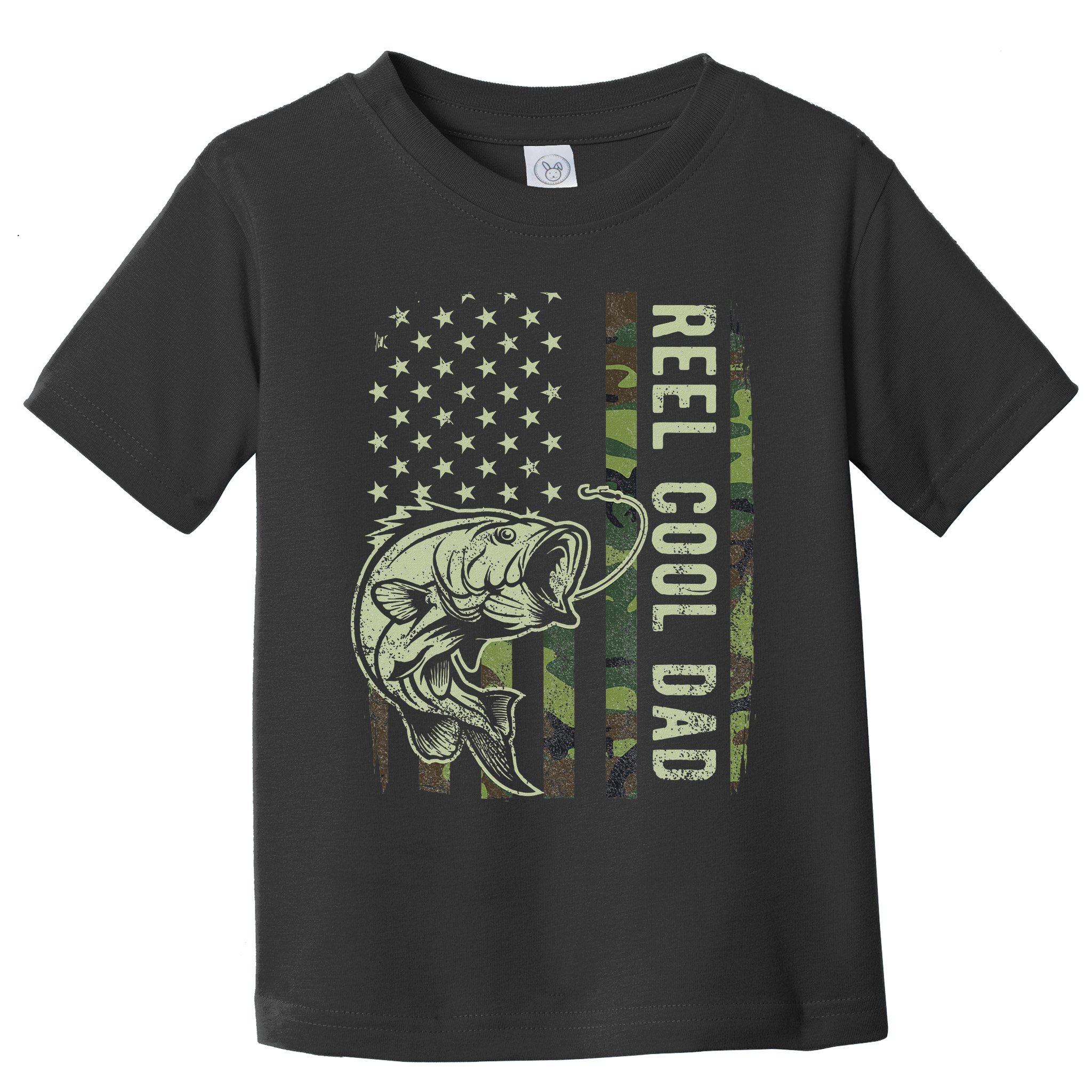 Reel Cool Dad Camouflage American Flag Father's Day Toddler T-Shirt