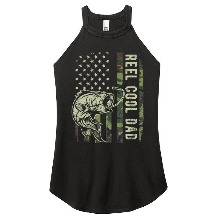 Reel Cool Dad Camouflage American Flag Father's Day Women's Perfect Tri Rocker Tank