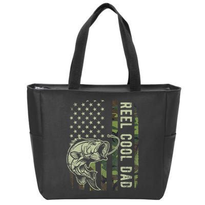 Reel Cool Dad Camouflage American Flag Father's Day Zip Tote Bag