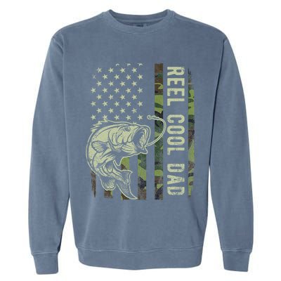 Reel Cool Dad Camouflage American Flag Father's Day Garment-Dyed Sweatshirt