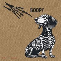 Retro Cute Dachshund Skeleton Hand Boop Dog Funny Halloween Cotton Canvas Backpack