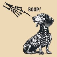 Retro Cute Dachshund Skeleton Hand Boop Dog Funny Halloween Drawstring Bag
