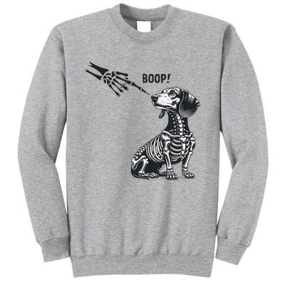 Retro Cute Dachshund Skeleton Hand Boop Dog Funny Halloween Tall Sweatshirt