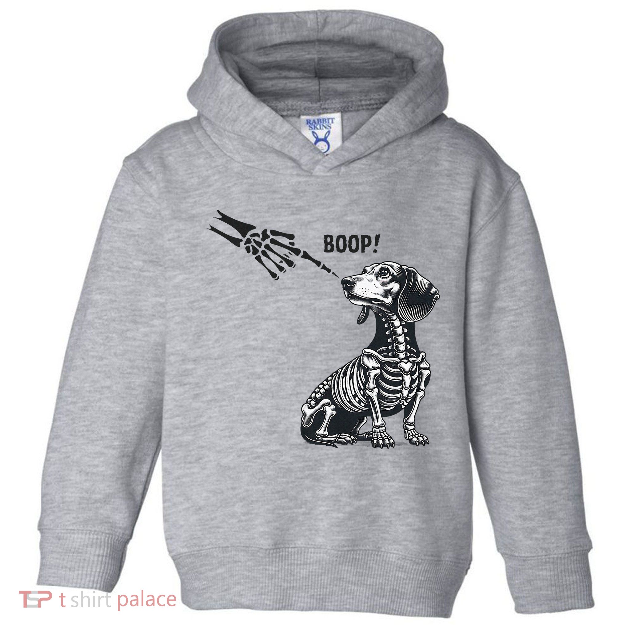Retro Cute Dachshund Skeleton Hand Boop Dog Funny Halloween Toddler Hoodie