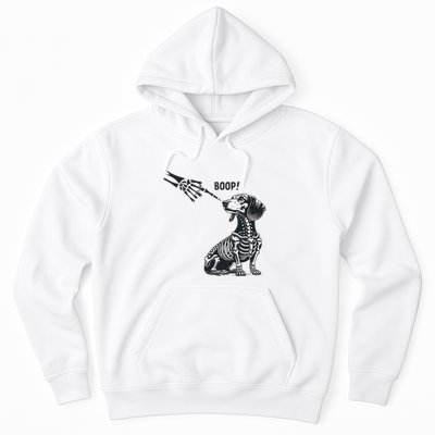 Retro Cute Dachshund Skeleton Hand Boop Dog Funny Halloween Hoodie