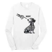 Retro Cute Dachshund Skeleton Hand Boop Dog Funny Halloween Long Sleeve Shirt