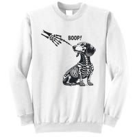 Retro Cute Dachshund Skeleton Hand Boop Dog Funny Halloween Sweatshirt