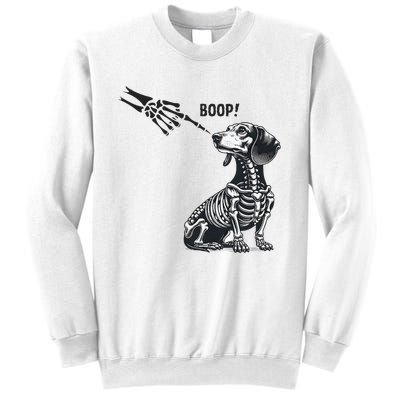 Retro Cute Dachshund Skeleton Hand Boop Dog Funny Halloween Sweatshirt