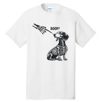 Retro Cute Dachshund Skeleton Hand Boop Dog Funny Halloween Tall T-Shirt