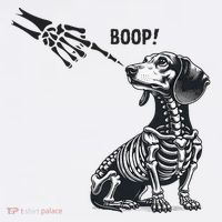 Retro Cute Dachshund Skeleton Hand Boop Dog Funny Halloween Sustainable Bucket Hat