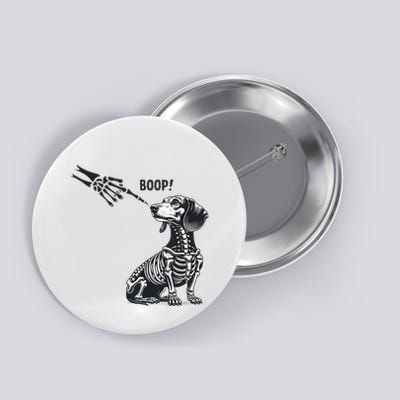 Retro Cute Dachshund Skeleton Hand Boop Dog Funny Halloween Button