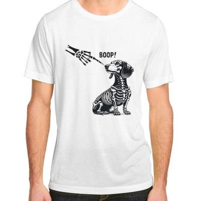 Retro Cute Dachshund Skeleton Hand Boop Dog Funny Halloween Adult ChromaSoft Performance T-Shirt