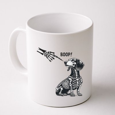 Retro Cute Dachshund Skeleton Hand Boop Dog Funny Halloween Mug