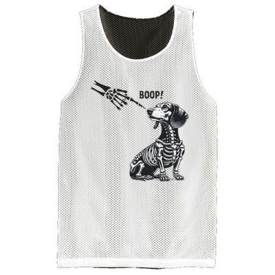 Retro Cute Dachshund Skeleton Hand Boop Dog Funny Halloween Mesh Reversible Basketball Jersey Tank