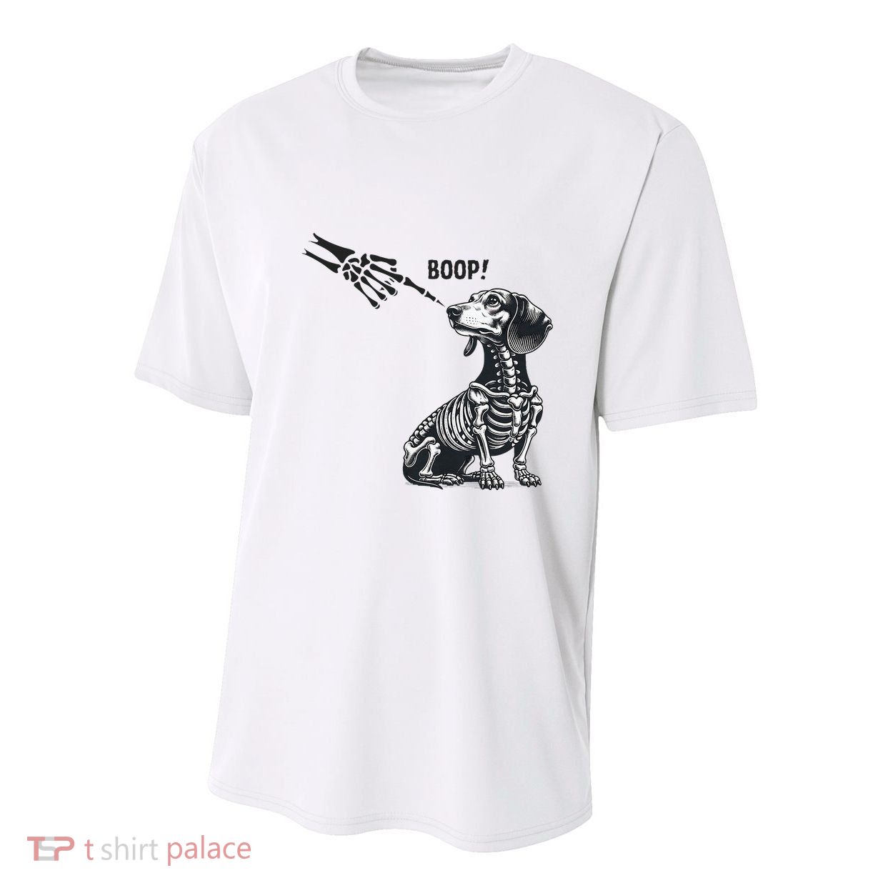 Retro Cute Dachshund Skeleton Hand Boop Dog Funny Halloween Youth Performance Sprint T-Shirt