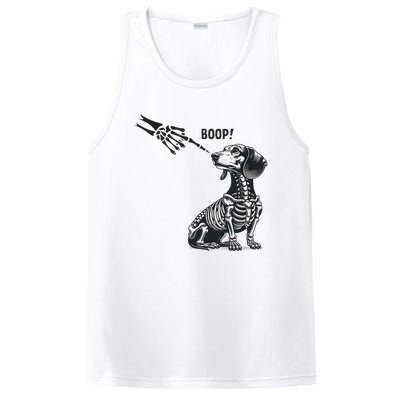 Retro Cute Dachshund Skeleton Hand Boop Dog Funny Halloween PosiCharge Competitor Tank