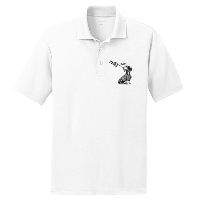 Retro Cute Dachshund Skeleton Hand Boop Dog Funny Halloween PosiCharge RacerMesh Polo