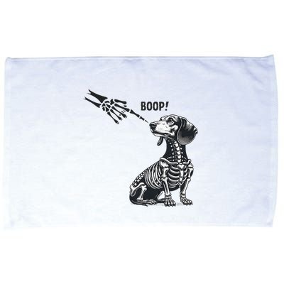 Retro Cute Dachshund Skeleton Hand Boop Dog Funny Halloween Microfiber Hand Towel