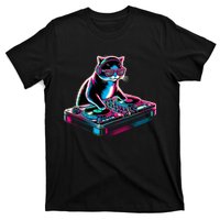 Retro Cat Dj Disco Party Music Gift Funny Cat T-Shirt