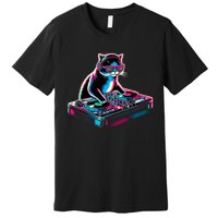 Retro Cat Dj Disco Party Music Gift Funny Cat Premium T-Shirt