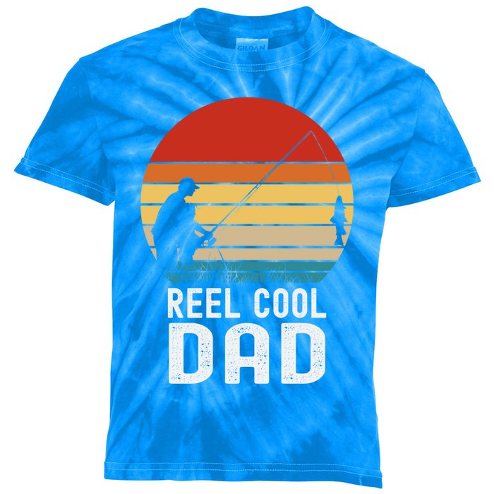 Reel Cool Dad Grandad Fisher Daddy Father's Day Fishing Gift Kids Tie-Dye T-Shirt