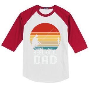 Reel Cool Dad Grandad Fisher Daddy Father's Day Fishing Gift Kids Colorblock Raglan Jersey