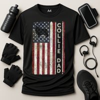 Rough Collie Dad 4th July American Flag Fathers Day Cooling Performance Crew T-Shirt