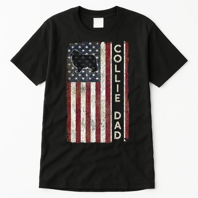 Rough Collie Dad 4th July American Flag Fathers Day Tall T-Shirt