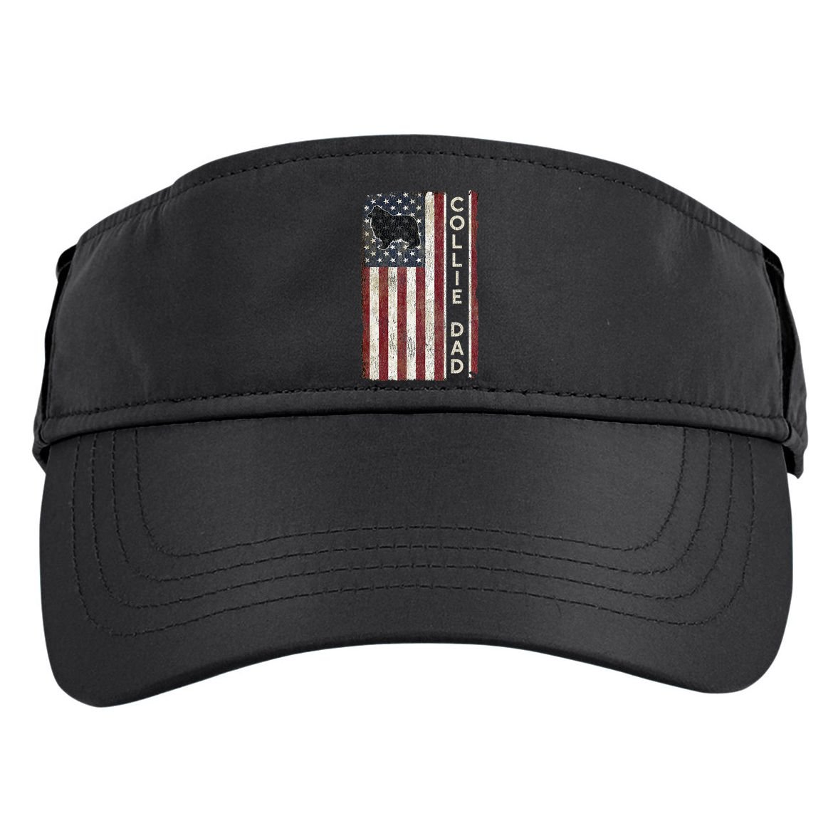 Rough Collie Dad 4th July American Flag Fathers Day Adult Drive Performance Visor