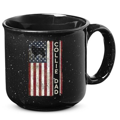 Rough Collie Dad 4th July American Flag Fathers Day 15oz Campfire Ceramic Mug