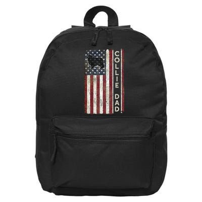 Rough Collie Dad 4th July American Flag Fathers Day 16 in Basic Backpack
