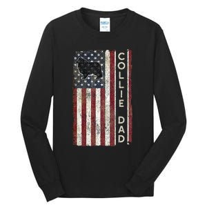 Rough Collie Dad 4th July American Flag Fathers Day Tall Long Sleeve T-Shirt