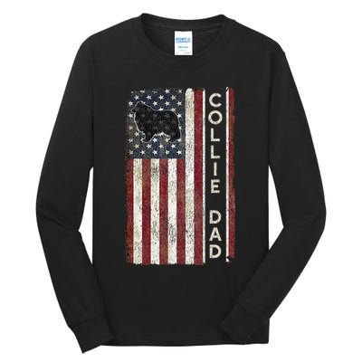 Rough Collie Dad 4th July American Flag Fathers Day Tall Long Sleeve T-Shirt