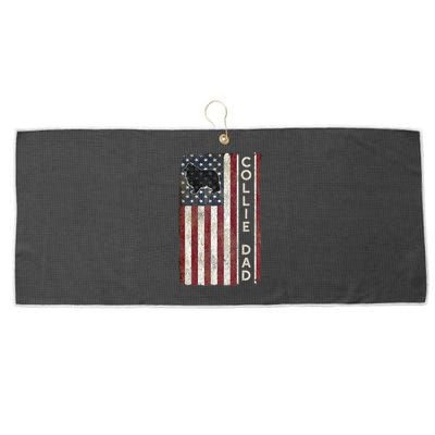 Rough Collie Dad 4th July American Flag Fathers Day Large Microfiber Waffle Golf Towel