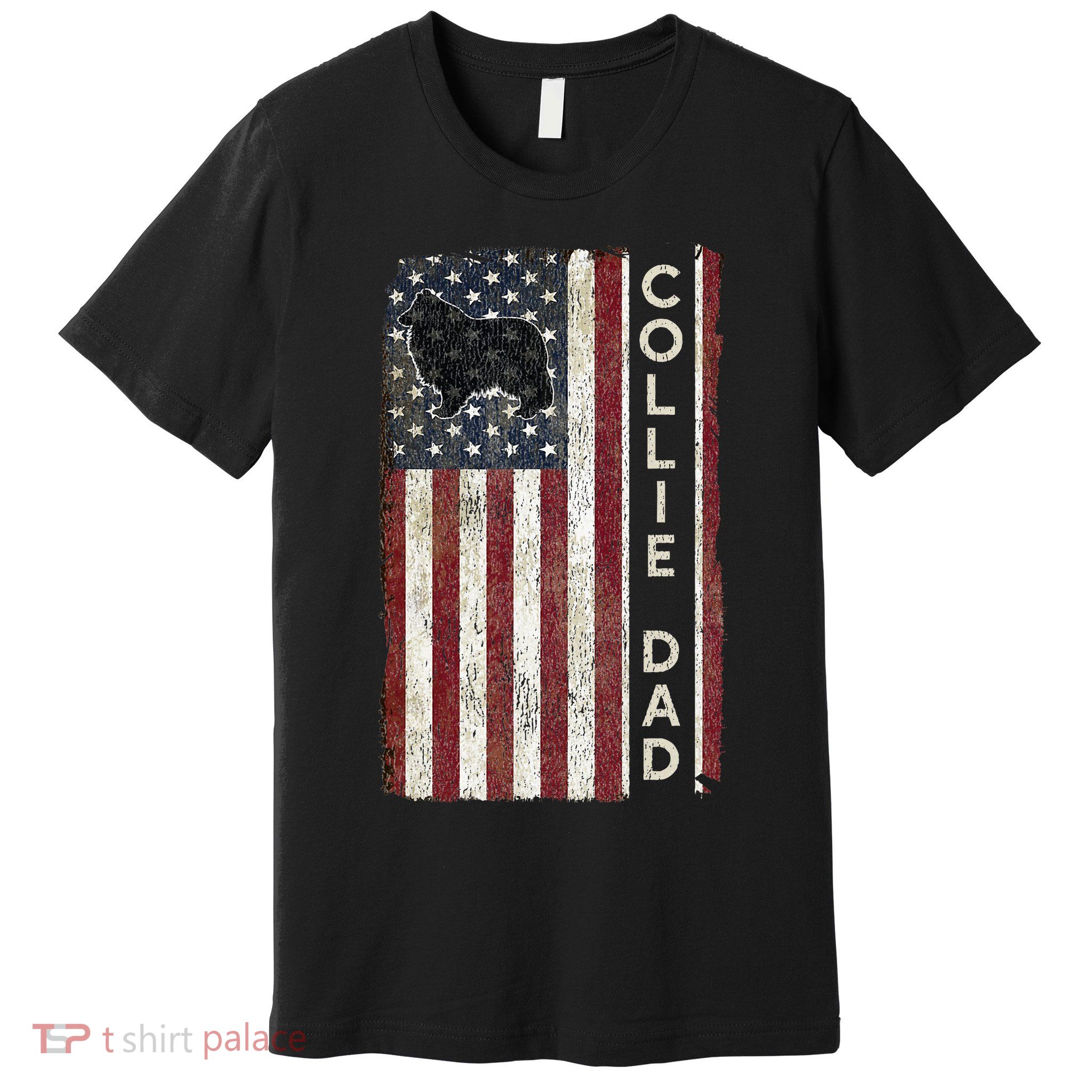 Rough Collie Dad 4th July American Flag Fathers Day Premium T-Shirt