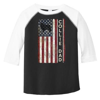 Rough Collie Dad 4th July American Flag Fathers Day Toddler Fine Jersey T-Shirt