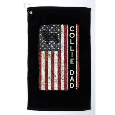 Rough Collie Dad 4th July American Flag Fathers Day Golf Towel