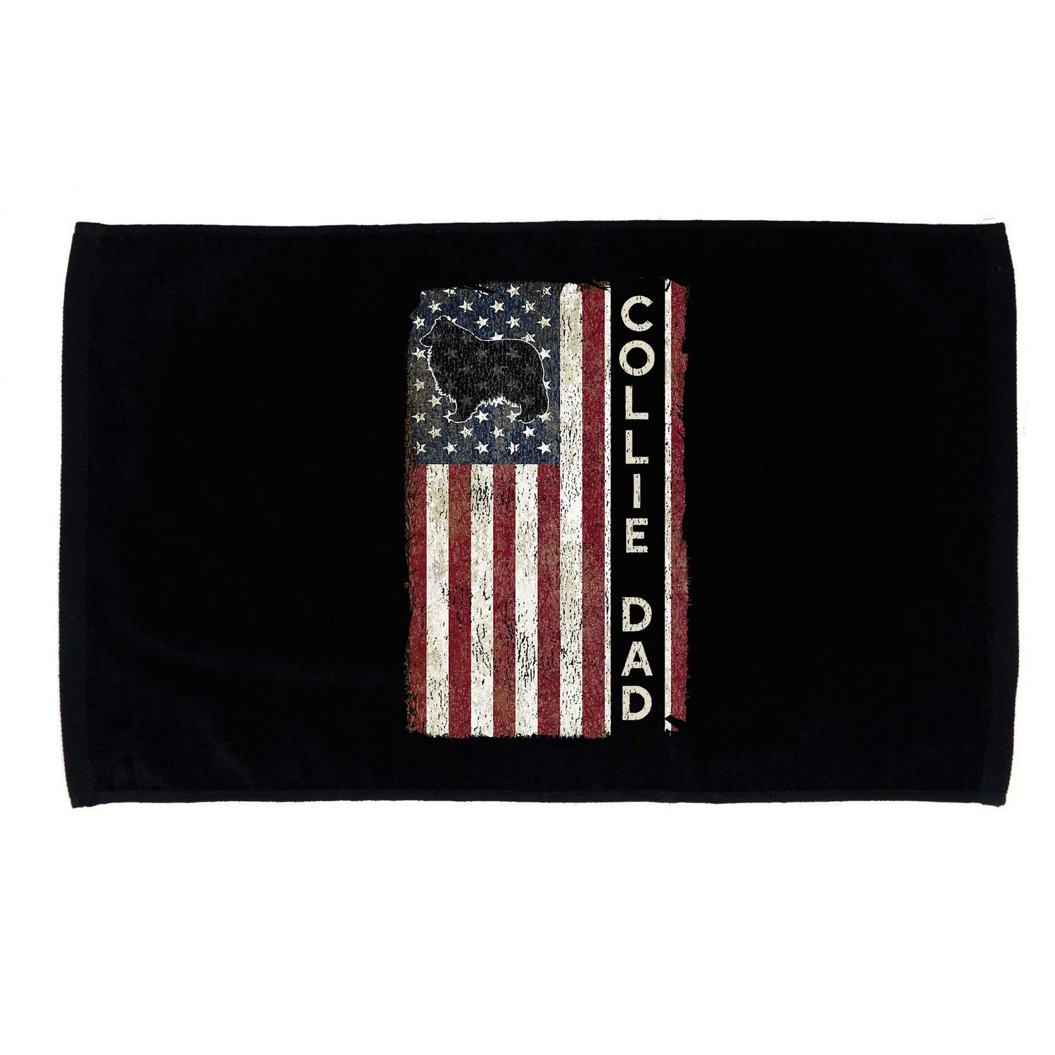 Rough Collie Dad 4th July American Flag Fathers Day Microfiber Hand Towel