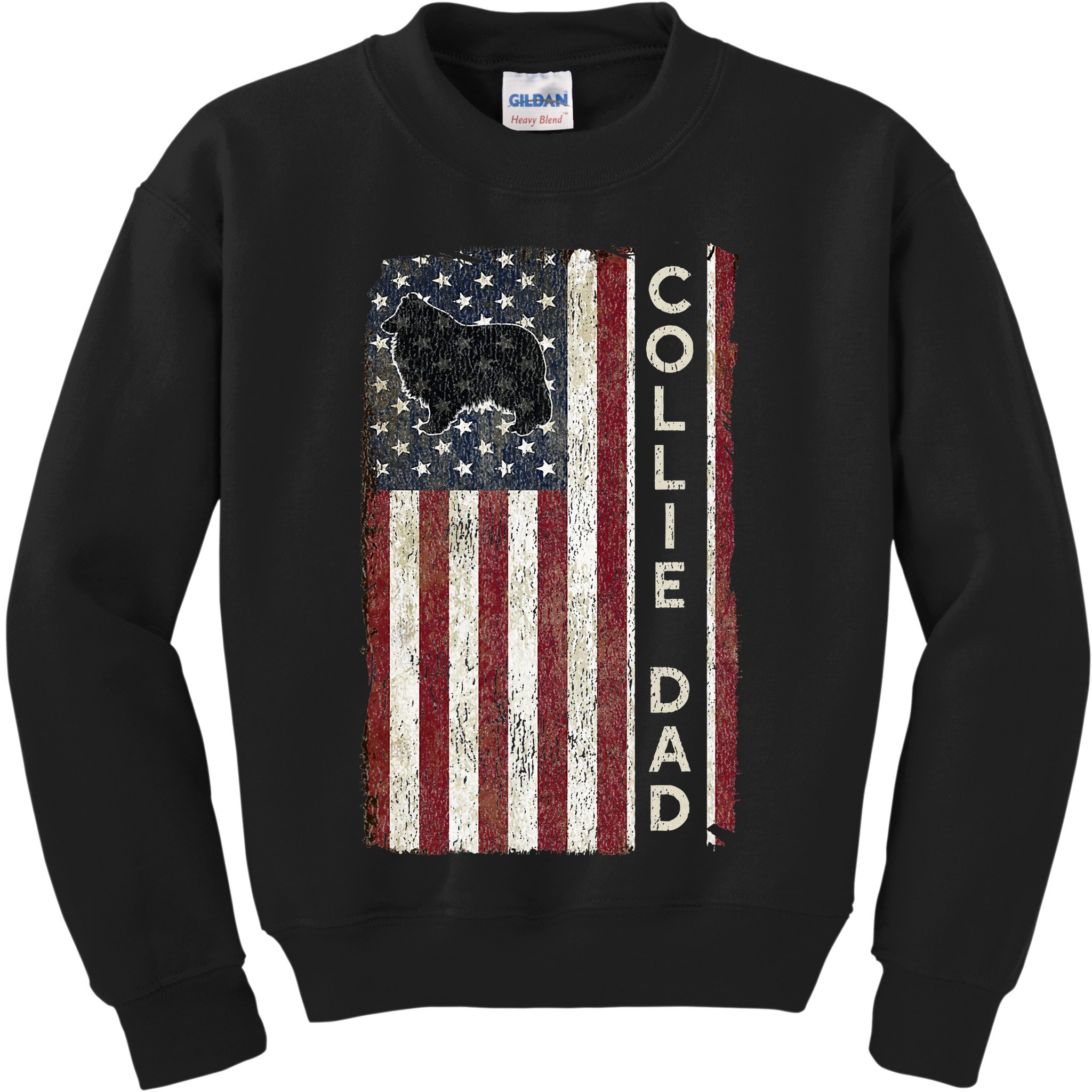 Rough Collie Dad 4th July American Flag Fathers Day Kids Sweatshirt