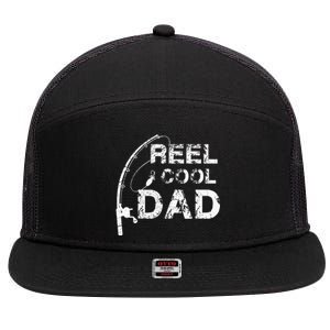 Reel Cool Dad Fishing Daddy Fathers Day Gif 7 Panel Mesh Trucker Snapback Hat