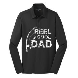 Reel Cool Dad Fishing Daddy Fathers Day Gif Silk Touch Performance Long Sleeve Polo