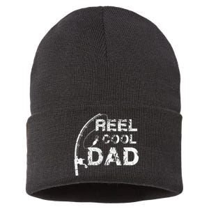 Reel Cool Dad Fishing Daddy Fathers Day Gif Sustainable Knit Beanie