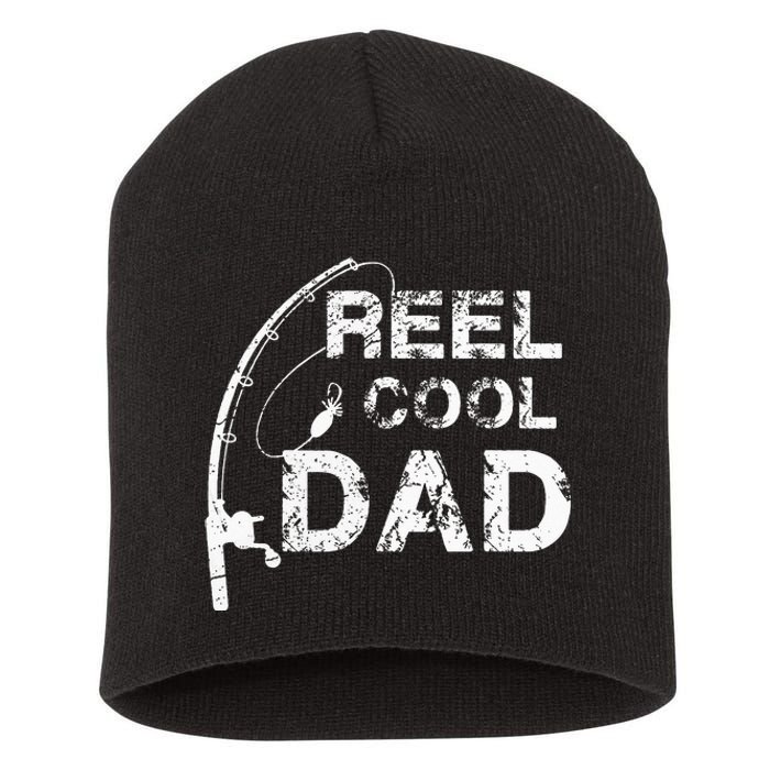 Reel Cool Dad Fishing Daddy Fathers Day Gif Short Acrylic Beanie