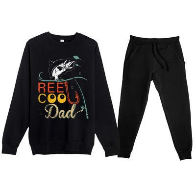 Reel Cool Dad Funny Fishing Father's Day Fisherman Daddy Premium Crewneck Sweatsuit Set