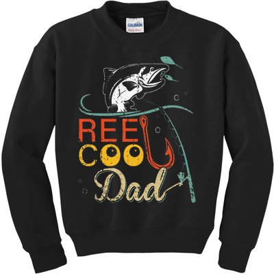 Reel Cool Dad Funny Fishing Father's Day Fisherman Daddy Kids Sweatshirt