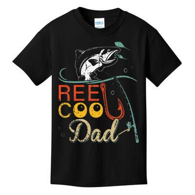 Reel Cool Dad Funny Fishing Father's Day Fisherman Daddy Kids T-Shirt